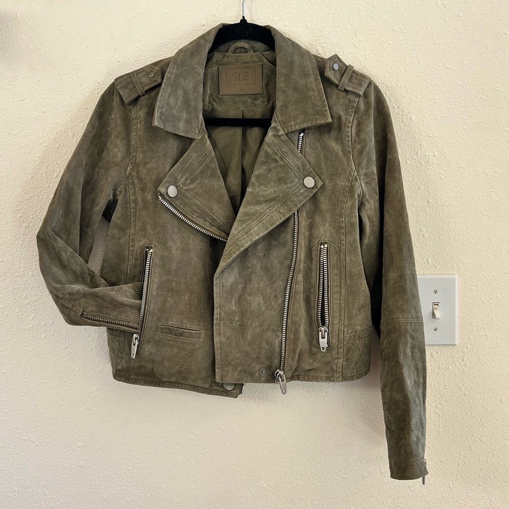 Sl8 Suede Leather Moto Jacket